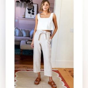 Emerson Fry Paris Pant Beach Linen High Rise Tie Front Trouser